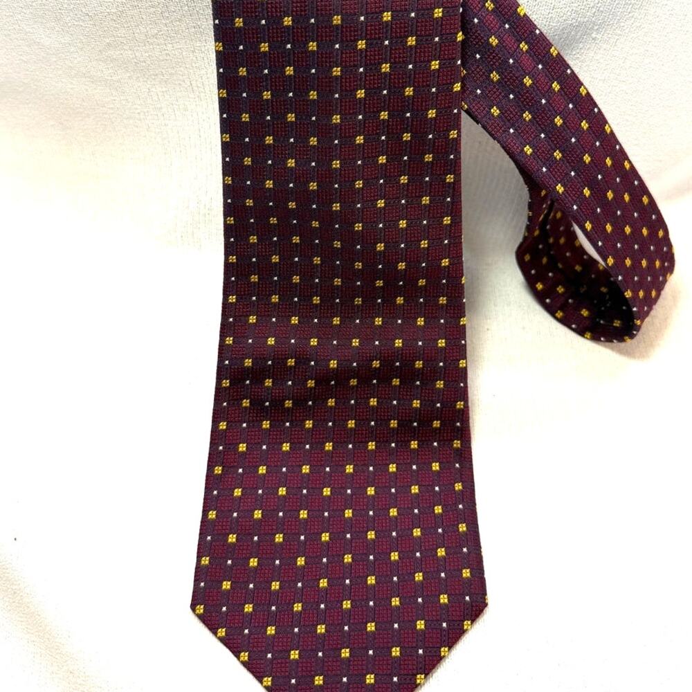 Vintage KITON  - Burgundy & Yellow Tie - Made in Italy 100% Silk -Pristine